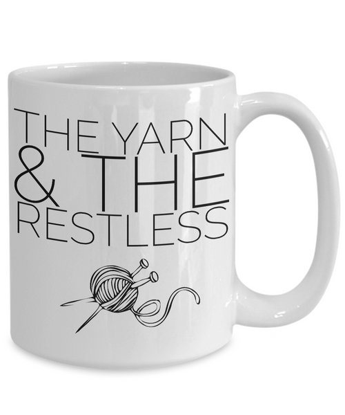 The Yarn and the Restless Funny Knitting Mug Ceramic Coffee Cup Gift for Knitters-Cute But Rude