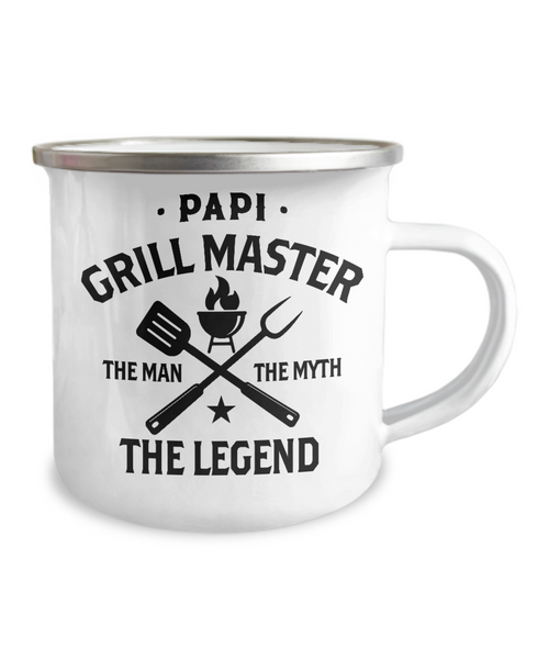 Papi Grillmaster The Man The Myth The Legend Metal Camping Mug Coffee Cup Funny Gift