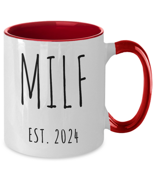First Time Mom Gift, Postpartum Gift, New Mom Gift, MILF Est 2024 Mug, Push Present, Mother's Day Cup, Pregnant, Expecting Mom, Baby Shower, Colored Mug