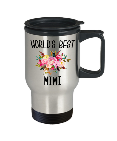 Worlds Best Mimi Travel Mug Cute Gift for Mimi Best Mimi Ever Floral Coffee Cup Mimi Birthday Gift