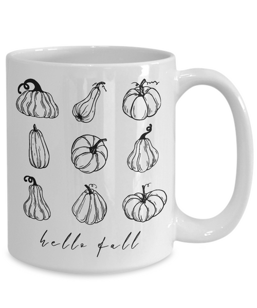 Hello Fall Mug, Autumn Mug, Pumpkin Mug, Fall Coffee Cup, Pumpkin Spice Mug
