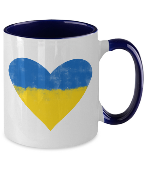 Ukraine Heart Mug Support Ukraine I Stand with Ukraine Stop War Free Ukraine No War Two-Tone Coffee Cup