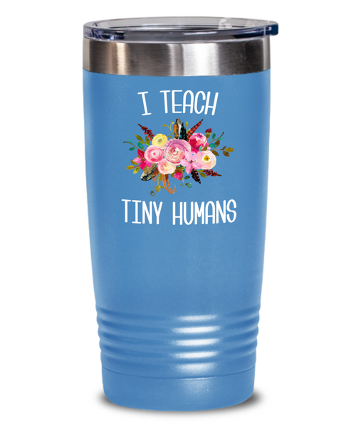 Teaching Tiny Humans Mug Funny Preschool Teacher Tumbler Pre K Gift Floral Insulated Hot Cold Travel Coffee Cup BPA Free