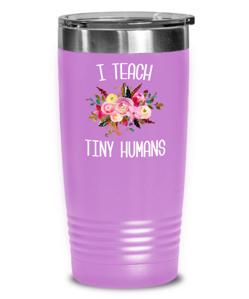 Teaching Tiny Humans Mug Funny Preschool Teacher Tumbler Pre K Gift Floral Insulated Hot Cold Travel Coffee Cup BPA Free