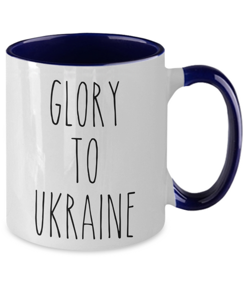 Glory to Ukraine Mug I Stand With Ukraine Two-Tone Coffee Cup Pray for Ukraine Gift