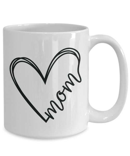 Mom Heart Mug Minimalist Coffee Cup Gift for Mother's Day Mugs