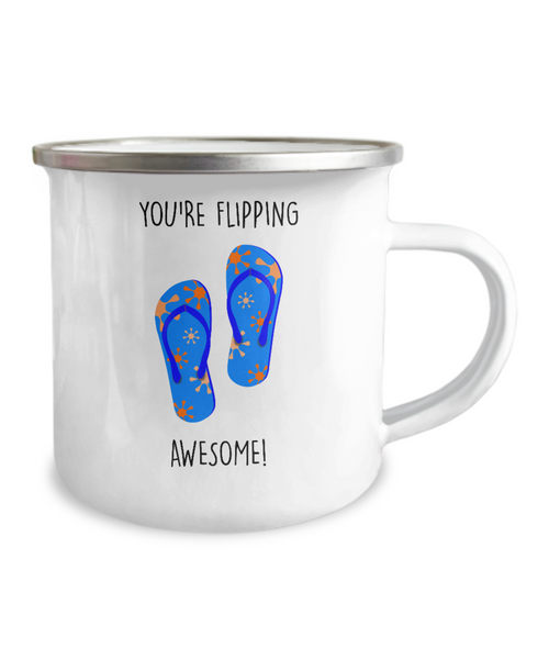 Congratulations You're Flipping Awesome Metal Camping Mug Coffee Cup Funny Gift