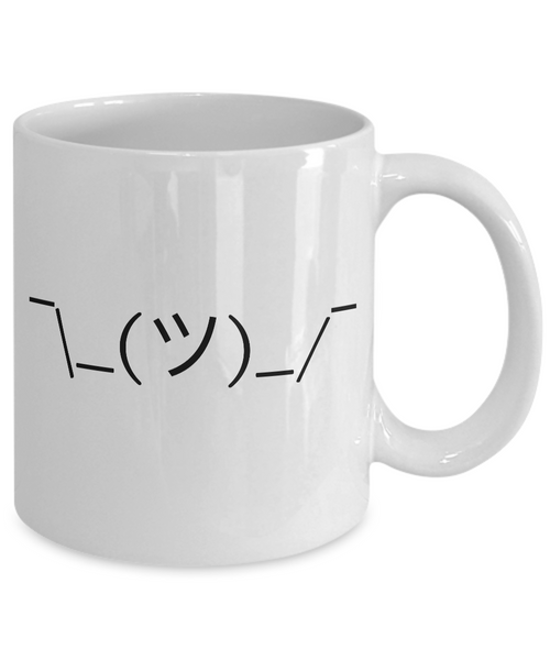 Shrugging Man Emoticon Mug 11 oz. Ceramic Emoji Coffee Cup-Cute But Rude