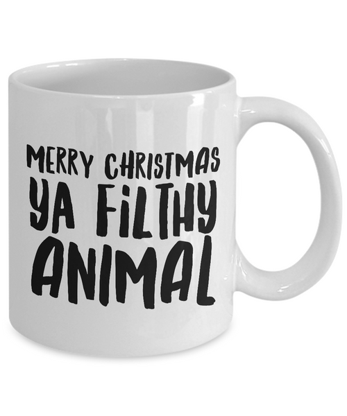 Merry Christmas Ya Filthy Animal Mug Ceramic Coffee Cup Funny Christmas Coffee Mugs Cool Stocking Stuffers for Adults-Cute But Rude