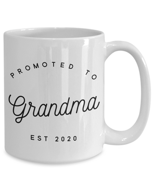 Promoted to Grandma EST 2020 Mug Pregnancy Reveal New Grandparents Grandchild Birth Announcement Coffee Cup