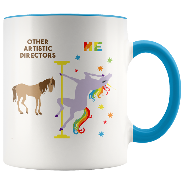 Funny Artistic Director Gift Artistic Directors Mug Coffee Cup Rainbow Pole Dancing Unicorn