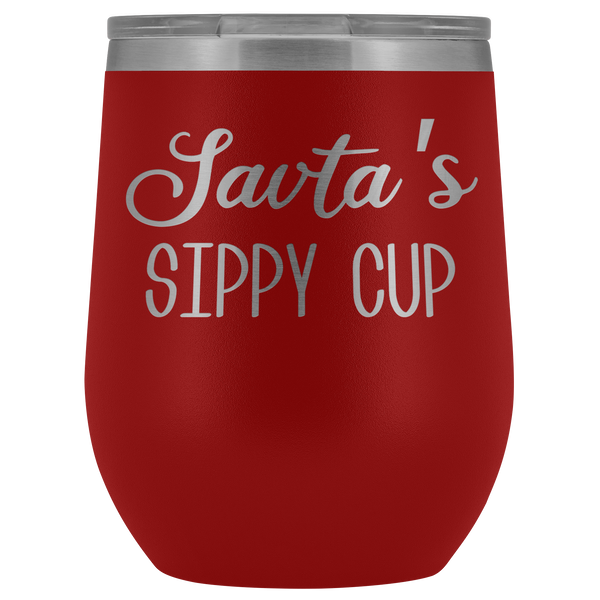 Savta's Sippy Cup Savta Wine Tumbler Gifts for Savtas Present Funny Stemless Stainless Steel Insulated Tumblers Hot Cold BPA Free 12oz Travel Cup