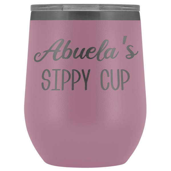Abuela's Sippy Cup Abuela Wine Tumbler Gifts Funny Stemless Stainless Steel Insulated Wine Tumblers Hot Cold BPA Free 12oz Travel Cup