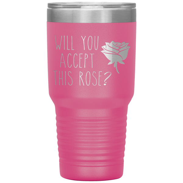 Will You Accept This Rose Tumbler Romantic Gift Travel Coffee Cup 30oz BPA Free