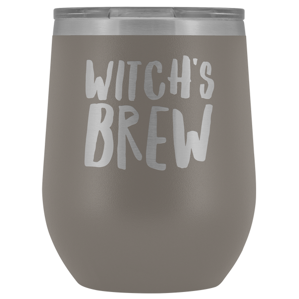 Witch's Brew Halloween Wine Tumbler Funny Fall Gifts for Friends and Witches Stemless Insulated Hot Cold BPA Free 12oz Travel Sippy Cup