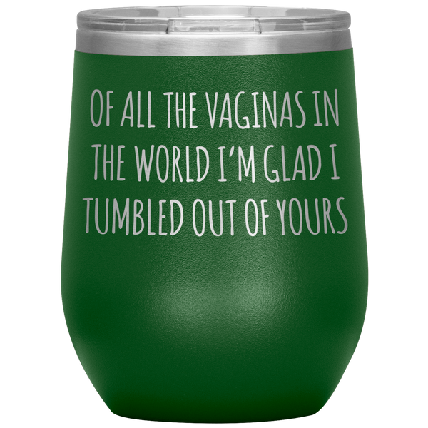 Funny Mother's Day Wine Tumbler Of All the Vaginas Stemless Insulated Wine Tumbler BPA Free 12oz