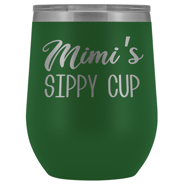 Mimi's Sippy Cup Mimi Wine Tumbler Gifts for Mimis Funny Stemless Stainless Steel Insulated Tumblers Hot Cold BPA Free 12oz Travel Cup