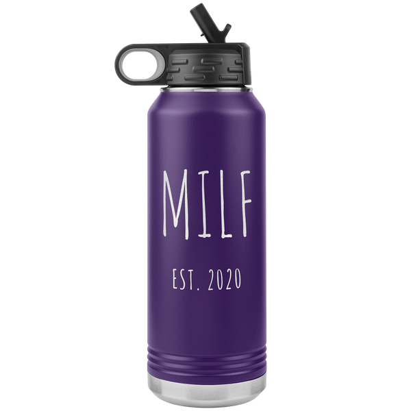 MILF Mug Push Present For New Mom Gifts Funny Mother Est 2020 Water Bottle Baby Shower Future Mom Pregnant Congratulations 32oz BPA Free