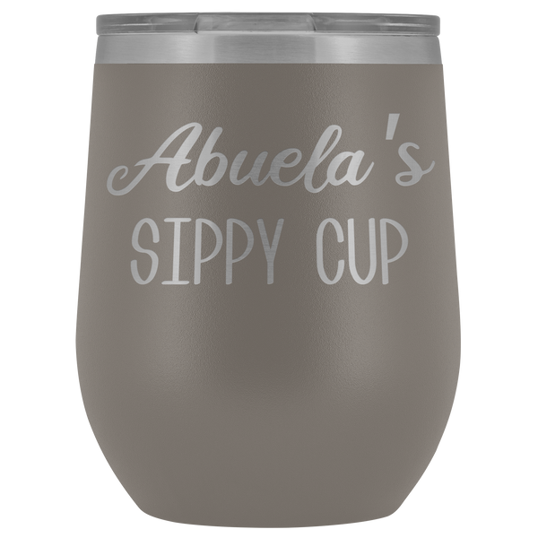 Abuela's Sippy Cup Abuela Wine Tumbler Gifts Funny Stemless Stainless Steel Insulated Wine Tumblers Hot Cold BPA Free 12oz Travel Cup