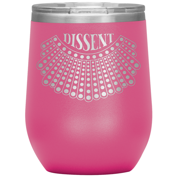 I Dissent Lace Collar Ruth Bader Ginsburg Notorious RBG Feminist Gifts Stemless Stainless Steel Insulated Wine Tumbler BPA Free 12oz