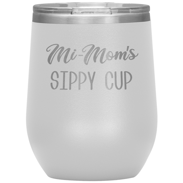 Mi-Mom's Sippy Cup Wine Tumbler Gifts Funny Stemless Insulated Wine Tumblers Hot Cold BPA Free 12oz Travel Cup