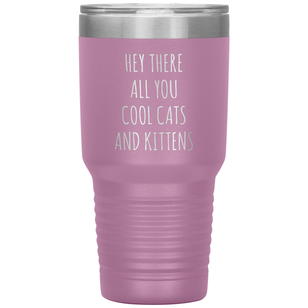 Hey There All You Cool Cats and Kittens Mug Funny Tumbler Insulated Travel Coffee Cup 30oz BPA Free