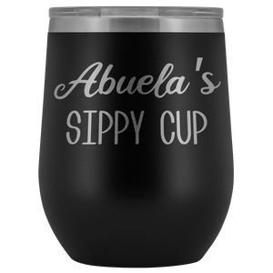 Abuela's Sippy Cup Abuela Wine Tumbler Gifts Funny Stemless Stainless Steel Insulated Wine Tumblers Hot Cold BPA Free 12oz Travel Cup