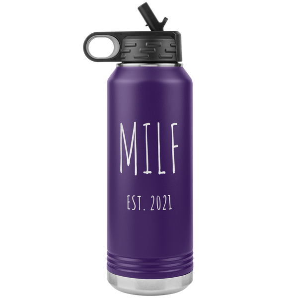 MILF Mug Push Present For New Mom Gifts Funny Mother Est 2021 Water Bottle Baby Shower Future Mom Pregnant Congratulations 32oz BPA Free