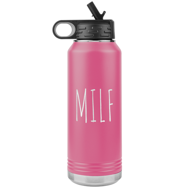 MILF Water Bottle Push Present For New Mom Funny Mother's Day Gift Baby Shower Future Mom Pregnant Congratulations 32oz BPA Free