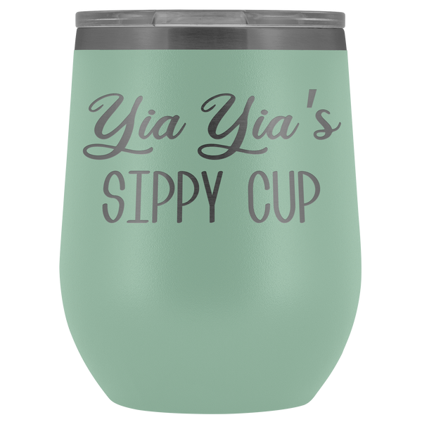 Yia Yia's Sippy Cup Yia Yia Wine Tumbler Gifts for Yia Yias Funny Stemless Stainless Steel Insulated Tumblers Hot Cold BPA Free 12oz Travel Cup