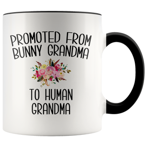 Promoted From Bunny Grandma To Human Grandma Mug Rabbit Grandma Pregnancy Announcement Mother in Law Reveal Gift for Her