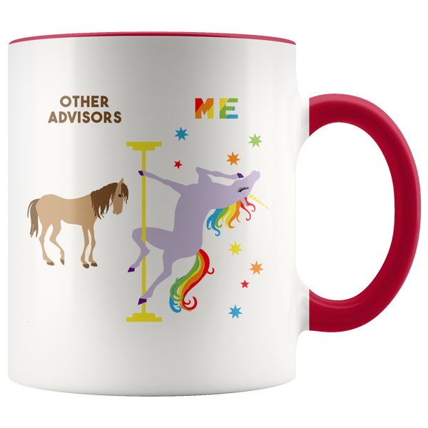 Funny Financial Advisor Gift Academic Advisor Coffee Mug Birthday Thank You Gift Pole Dancing Unicorn Cup