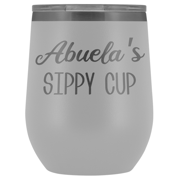 Abuela's Sippy Cup Abuela Wine Tumbler Gifts Funny Stemless Stainless Steel Insulated Wine Tumblers Hot Cold BPA Free 12oz Travel Cup