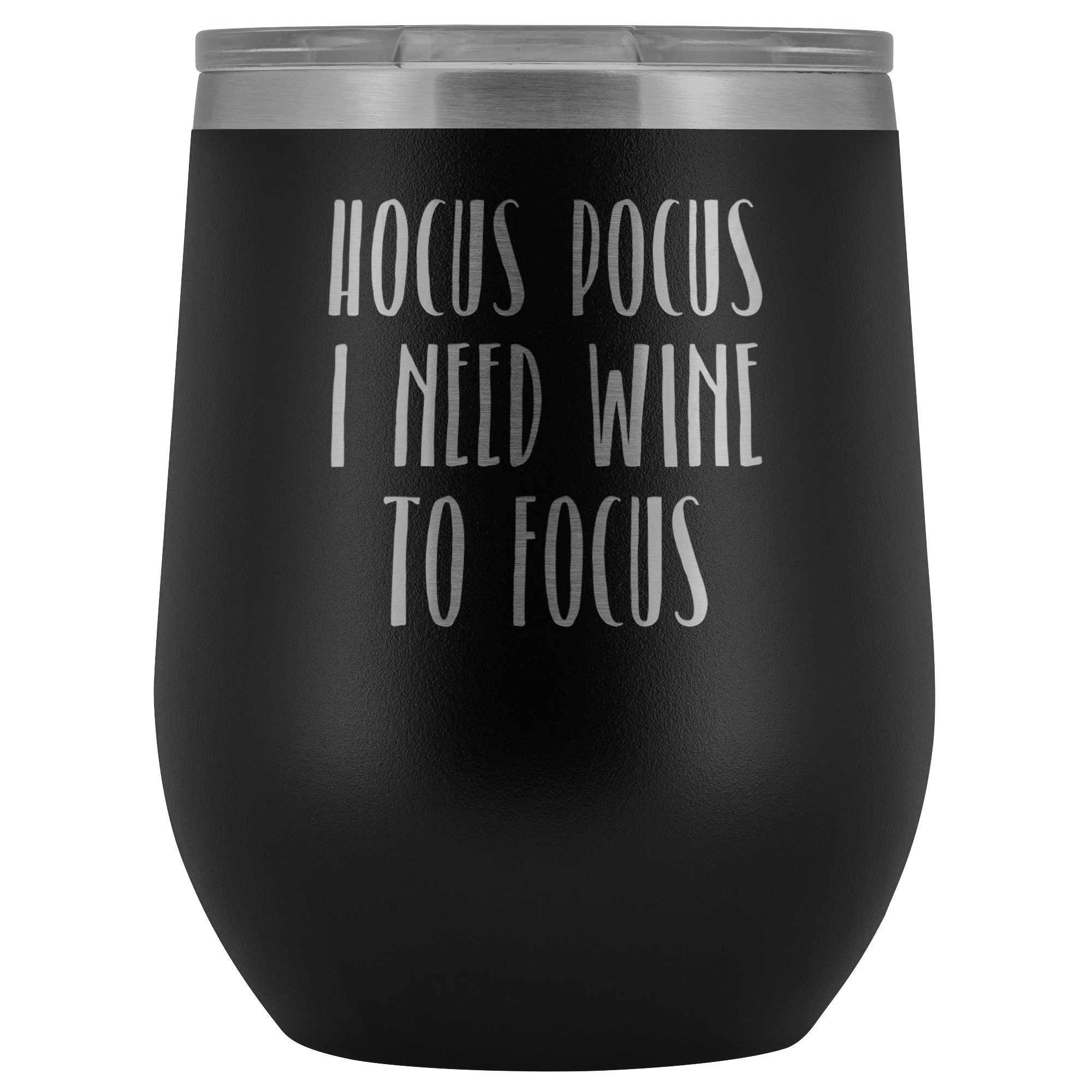 Hocus Pocus I Need Wine to Focus Halloween Wine Tumbler Funny Fall Gifts Insulated BPA Free 12oz Travel Sippy Cup