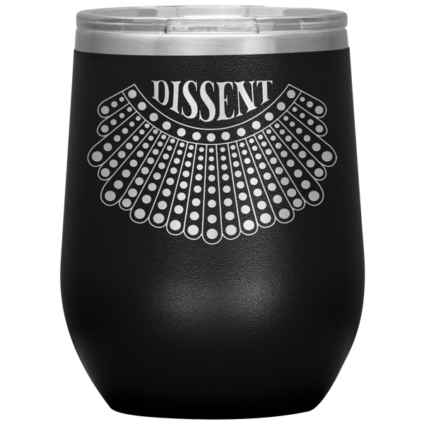 I Dissent Lace Collar Ruth Bader Ginsburg Notorious RBG Feminist Gifts Stemless Stainless Steel Insulated Wine Tumbler BPA Free 12oz