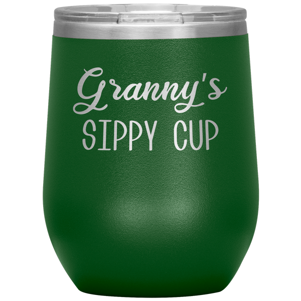 Granny's Sippy Cup Gift for Granny Funny Stemless Stainless Steel Insulated Wine Tumbler BPA Free 12oz