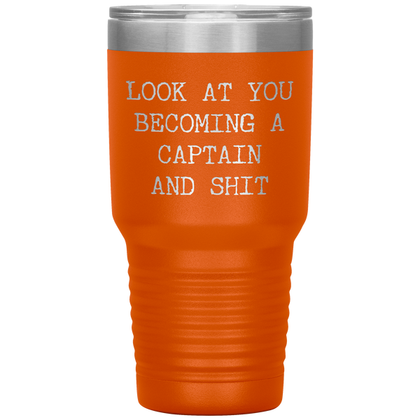 Promoted to Captain Gift Look at You Becoming a Captain Mug Tumbler Travel Coffee Cup 30oz BPA Free