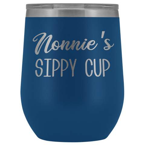 Nonnie's Sippy Cup Nonnie Wine Tumbler Gifts for Nonnies Funny Stemless Stainless Steel Insulated Tumblers Hot Cold BPA Free 12oz Travel Cup