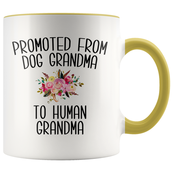 Promoted From Dog Grandma To Human Grandma Coffee Mug Grandma Pregnancy Announcement Cup Mother in Law Reveal Gift for Her
