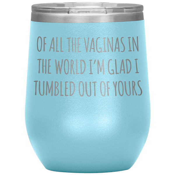 Funny Mother's Day Wine Tumbler Of All the Vaginas Stemless Insulated Wine Tumbler BPA Free 12oz