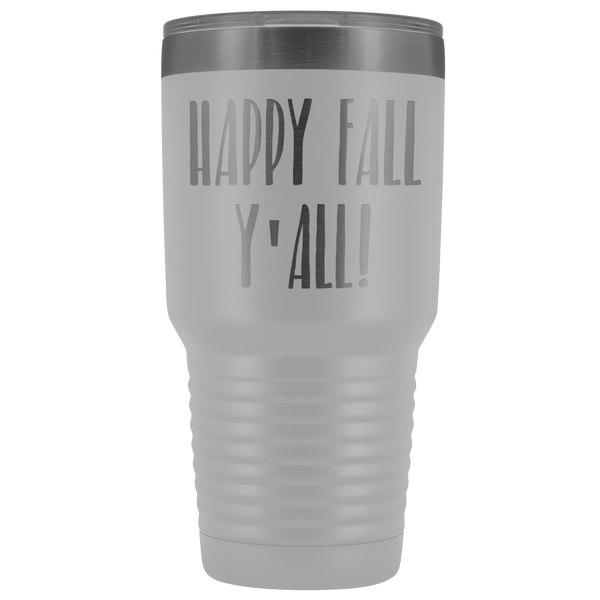 Happy Fall Y'all Tumbler Funny Pumpkin Spice Gifts for Friends Metal Mug Insulated Hot Cold Travel Coffee Cup 30oz BPA Free