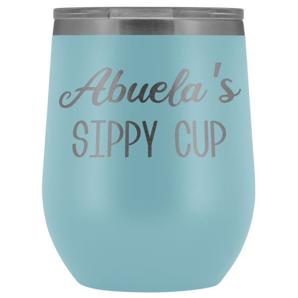 Abuela's Sippy Cup Abuela Wine Tumbler Gifts Funny Stemless Stainless Steel Insulated Wine Tumblers Hot Cold BPA Free 12oz Travel Cup