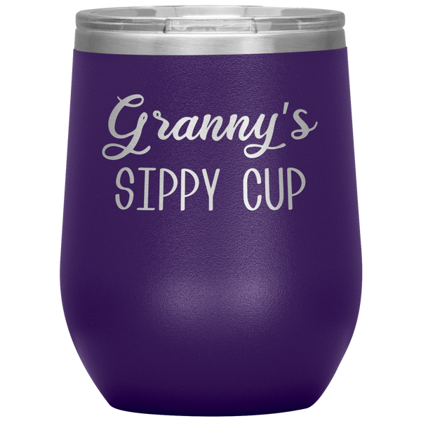 Granny's Sippy Cup Gift for Granny Funny Stemless Stainless Steel Insulated Wine Tumbler BPA Free 12oz