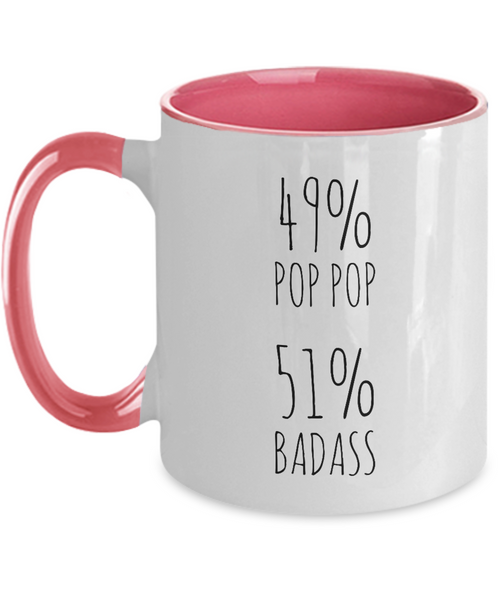 49% Pop Pop 51% Badass Two-Tone Mug Coffee Cup Funny Gift