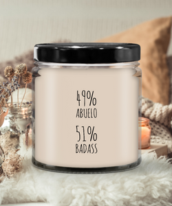 49% Abuelo 51% Badass Candle 9 oz Vanilla Scented Soy Wax Blend Candles Funny Gift