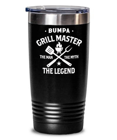 Bumpa Grillmaster The Man The Myth The Legend Insulated Drink Tumbler Travel Cup Funny Gift