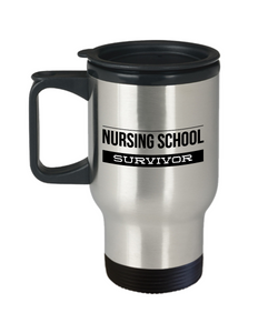 Travel Mug Gifts for Nurses - Nursing School Survivor Stainless Steel Insulated Travel Coffee Cup with Lid-Cute But Rude