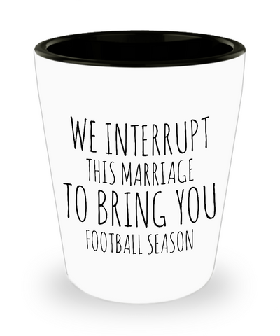 We Interrupt This Marriage to Bring You Football Season Funny Wife Shot Glass Gift