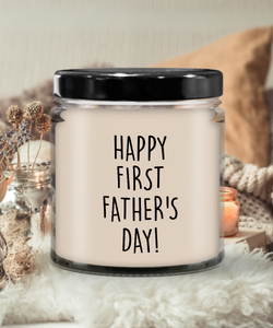 Happy First Father's Day Candle 9 oz Vanilla Scented Soy Wax Blend Candles Funny Gift