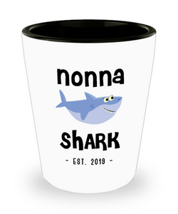 Nonna Shark New Nonna Est 2019 Do Do Do Expecting Nonnas Baby Shower Pregnancy Reveal Announcement Gifts Ceramic Shot Glass